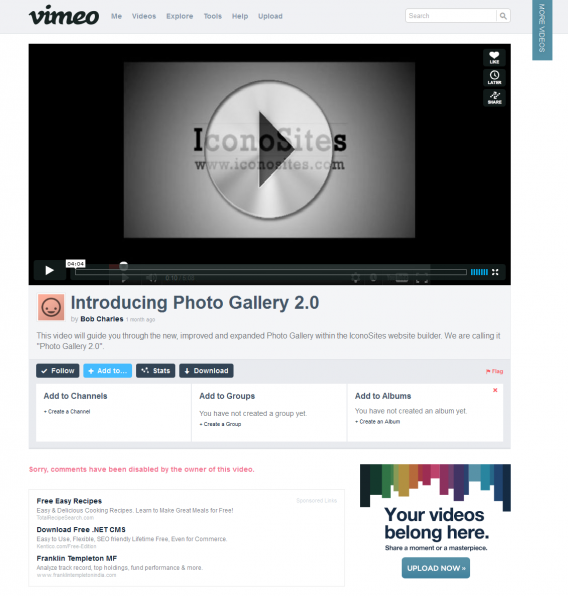 add vimeo to website